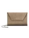 Brunello Cucinelli Women's Suede Envelope Bag With Precious Chain In Warm Beige