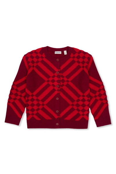 Burberry Kids Checked Knit Cardigan In Multi