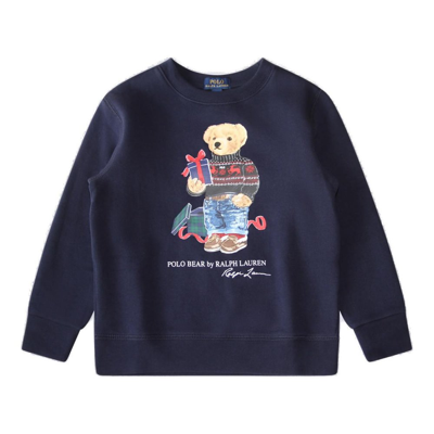 Ralph Lauren Kids Polo Bear Straight Hem Sweatshirt In Blue