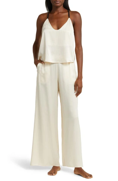 Lunya Washable Mulberry Silk Cami Pyjamas In Swan White