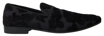 Dolce & Gabbana Black Brocade Loafers Formal Shoes