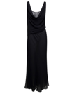 Christopher Esber Long Black Relaxed Dress With Draped Neckline In Silk Woman In Black