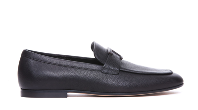 Tod's T Timeless Leather Loafers In Black