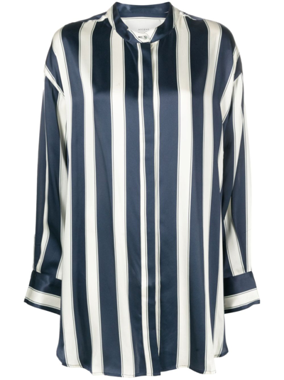 Asceno Blue Mantera Striped Silk Shirt