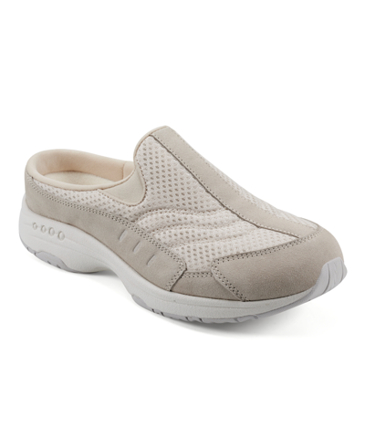 Easy Spirit Women's Traveltime Casual Slip-on Mules In Light Natural Mesh- Suede,textile