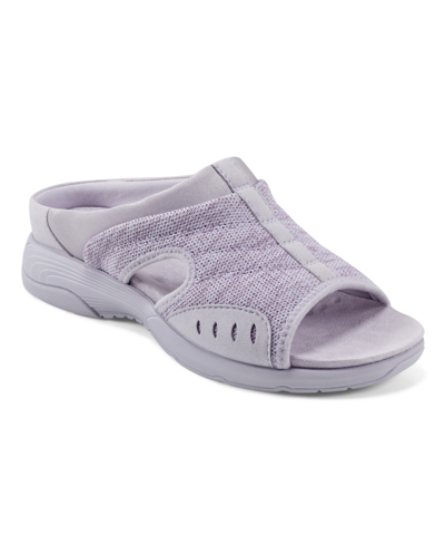 Easy Spirit Women's Traciee Square Toe Casual Slide Sandals In Lilac Knit- Textile