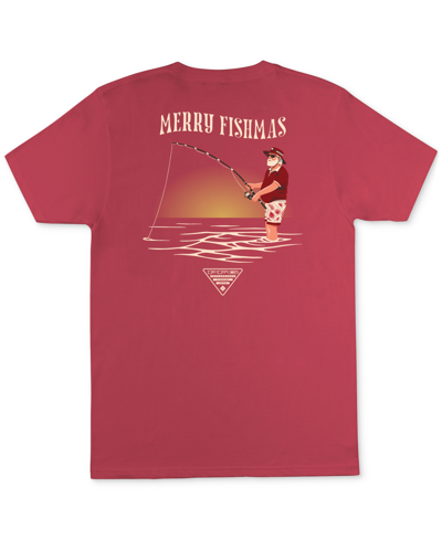 Columbia Men's Merry Fishmas Pfg Santa Graphic T-shirt In Sunset Red