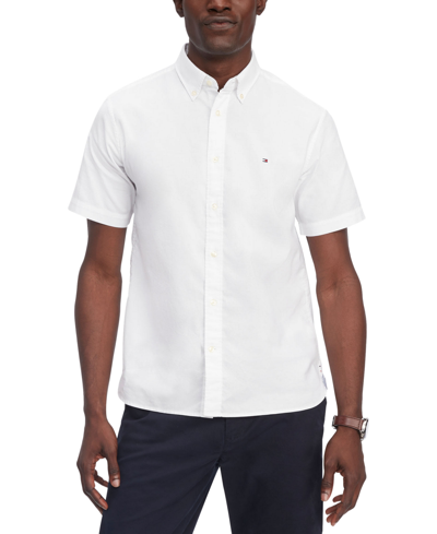 Tommy Hilfiger Men's 1985 Regular-fit Th Flex Stretch Button-down Oxford Shirt In Optic White