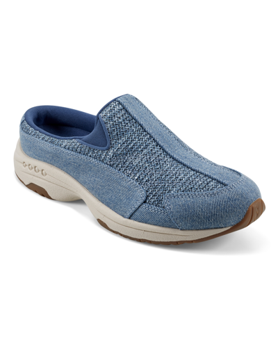 Easy Spirit Women's Traveltime Casual Slip-on Mules In Blue Denim,blue Woven- Textile,manmade