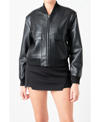 Endless Rose Women's Short Pu Leather Bomber Jacket In Black