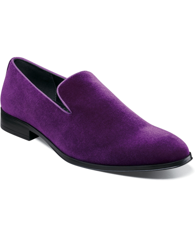 Stacy Adams Men's Savian Velour Slip-on Loafers In Purple