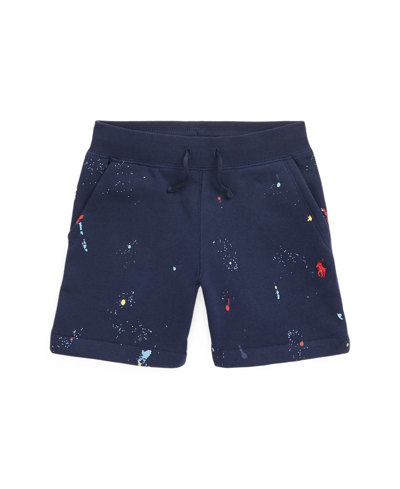 Polo Ralph Lauren Kids' Toddler And Little Boys Paint-splatter-print Fleece Shorts In Newport Navy