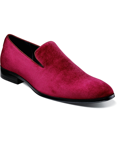 Stacy Adams Men's Savian Velour Slip-on Loafers In Cranberry