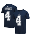 NIKE YOUTH BOYS AND GIRLS NIKE DAK PRESCOTT NAVY DALLAS COWBOYS TEAM PLAYER NAME AND NUMBER T-SHIRT