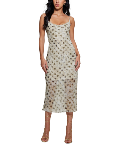 Guess Women's Akilina Printed Scoop-neck Midi Dress In Sandy Polka Dots