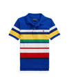 Polo Ralph Lauren Kids' Striped Cotton Polo Shirt In Sapphire Star Multi