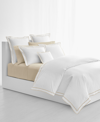 Ralph Lauren Spencer Sateen Border Duvet Cover, Full/queen Bedding In White  Flax