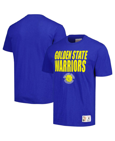 Mitchell & Ness Men's  Royal Distressed Golden State Warriors Hardwood Classics Legendary Slub T-shir