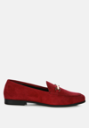 London Rag Zaara Solid Faux Suede Loafers In Red