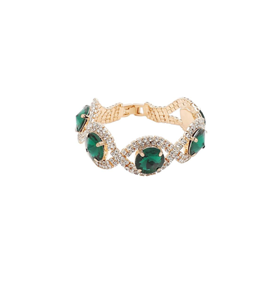 Sohi Women's Green Embellished Twist Bracelet