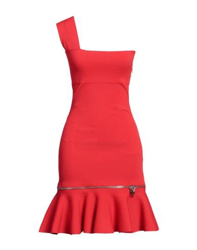 Alexander Mcqueen Woman Mini Dress Red Size M Viscose, Polyester, Polyamide, Elastane