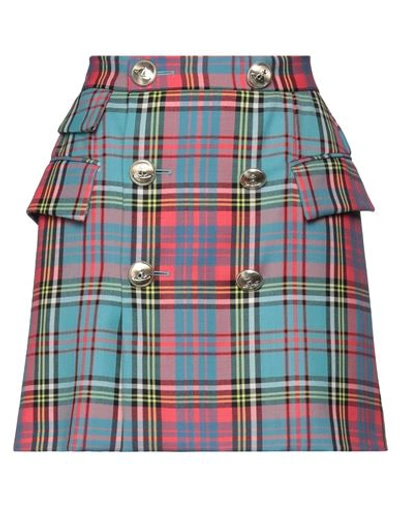 VIVIENNE WESTWOOD VIVIENNE WESTWOOD WOMAN MINI SKIRT SLATE BLUE SIZE 8 VIRGIN WOOL