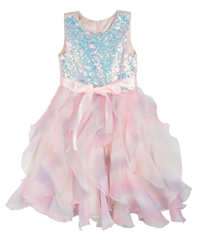 Rare Editions Kids' Little Girls Sleeveless Sequin And Ombre Cascade Skirt Party  Dress In Blush | ModeSens