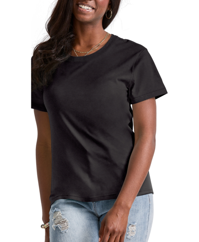 Hanes Women's Originals Cotton Short Sleeve Relaxed T-shirt In Black