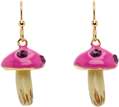 Marni Ssense Exclusive Pink Mushroom Earrings In Y9059 Fuxia
