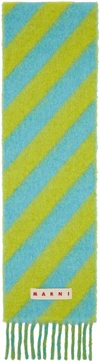 Marni Ssense Exclusive Green & Blue Scarf In 00y48 Acid