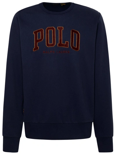 Polo Ralph Lauren Navy Cotton Blend Sweatshirt In Blue