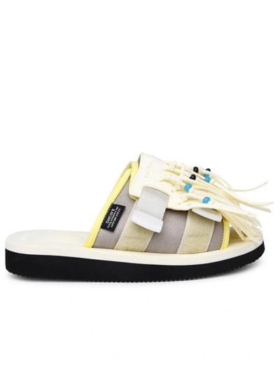 SUICOKE HOTO CAB SLIPPER IN IVORY SYNTHETIC LEATHER