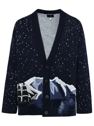 Alanui In The Middle Of Nowhere Wool-blend Jacquard Cardigan In Blue