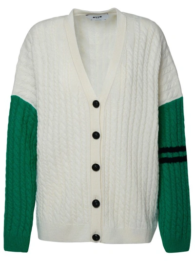 MSGM IVORY CASHMERE BLEND CARDIGAN