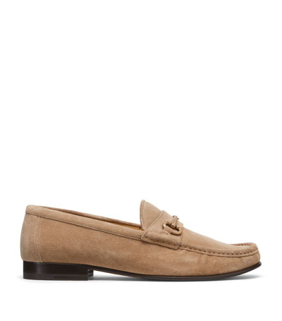 Brunello Cucinelli Suede Embellished Loafers In Brown