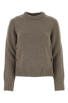 Bottega Veneta Heavy Wool Sweater With Knot Buttons In Gray