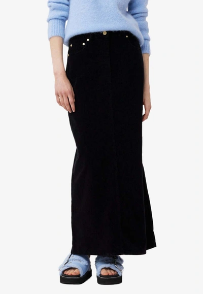 Ganni A-line Corduroy Maxi Skirt In Black