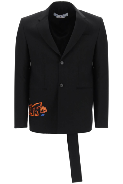 Off-white Black Multicolour Cotton-wool Blend Graf Coupe Blazer