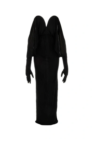 Saint Laurent Woman Black Viscose Long Dress
