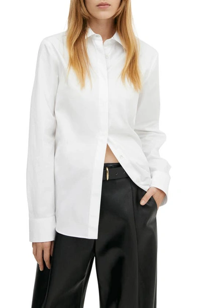 Mango Hidden Placket Cotton Button-up Shirt In White