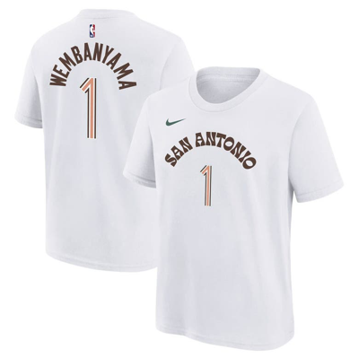 Nike Kids' Big Boys  Victor Wembanyama White San Antonio Spurs 2023/24 City Edition Name And Number T-shirt
