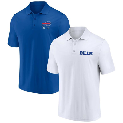 Fanatics Men's  White, Royal Buffalo Bills Lockup Two-pack Polo Shirt Set In White,royal