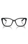 Prada 55mm Rectangular Optical Glasses In Black