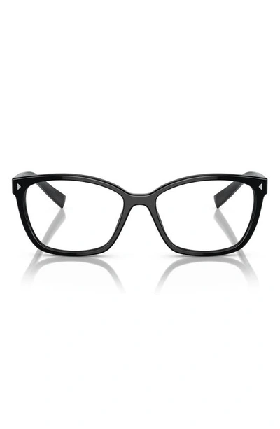 Prada 55mm Rectangular Optical Glasses In Black