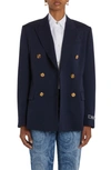 Versace Blue Double-breasted Jacket With Medusa Buttons In Navy Blue