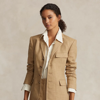 Ralph Lauren Silk-linen Tweed Blazer-jacket In Tan Melange