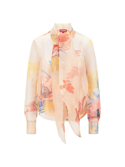 Staud Women's Maryn Floral Organza Tieneck Top In First Bloom Day