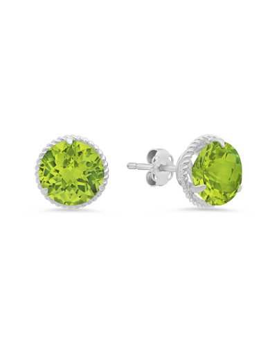 Max + Stone 14k 3.40 Ct. Tw. Peridot Halo Studs In Green