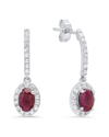 Max + Stone Sterling Silver Oval Genuine Gemstone And White Topaz Drop Earrings