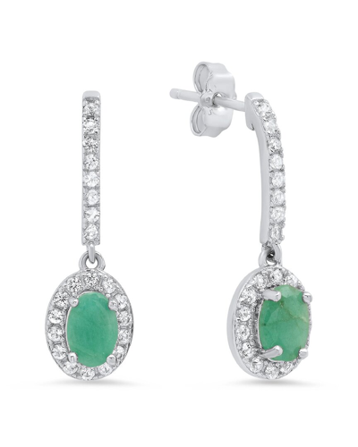 Max + Stone Silver 0.50 Ct. Tw. Genuine Emerald Drop Earrings In Metallic